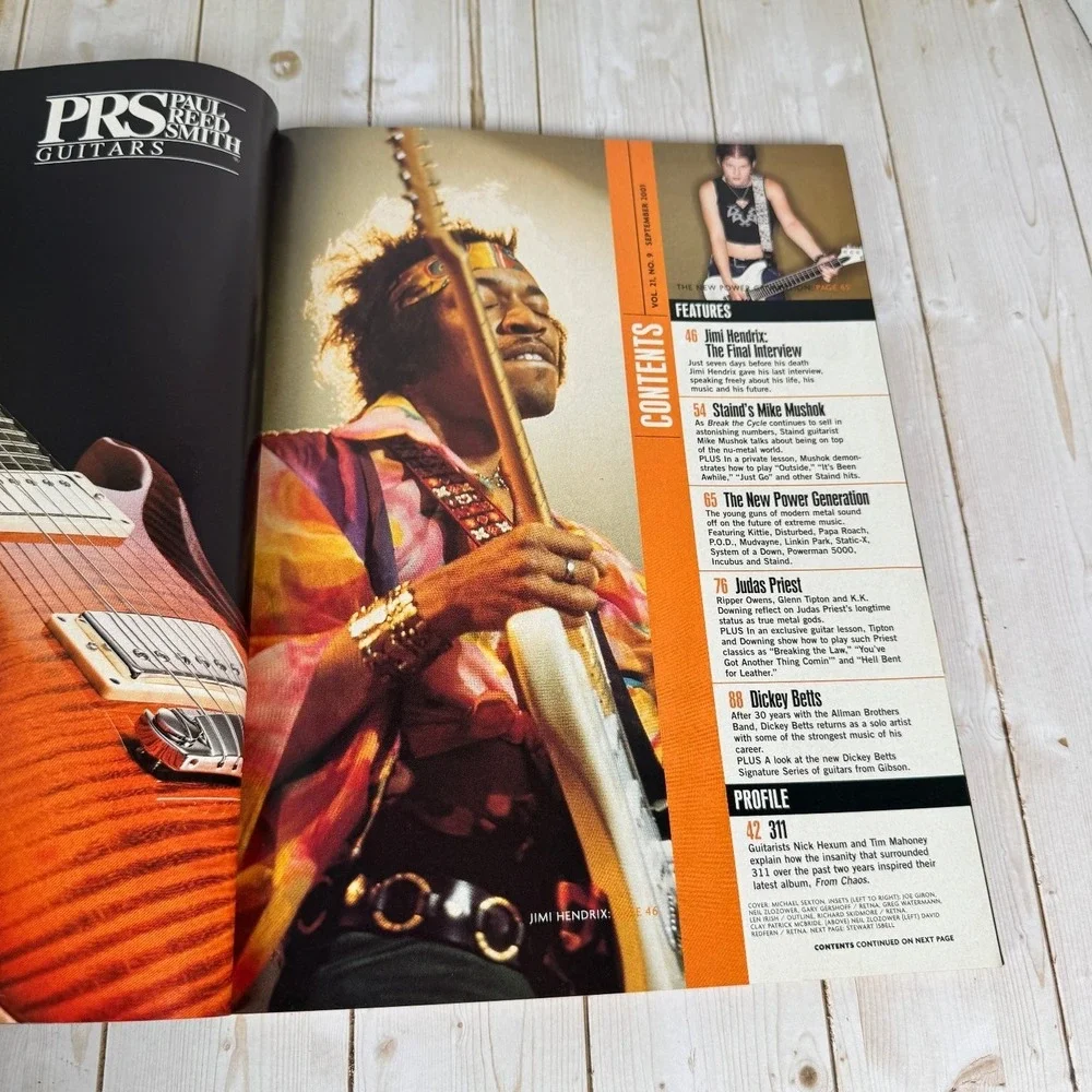 Guitar World Sept 2001 Jimi Hendrix Staind Mike Mushok WITH Poster